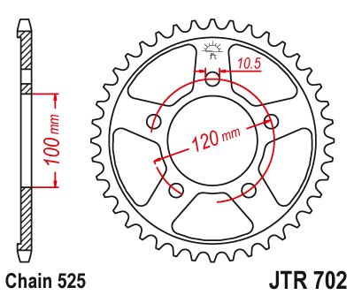 JT Sprockets Rear Steel Sprocket 44 Tooth 44T 525 Chain JTR702.44