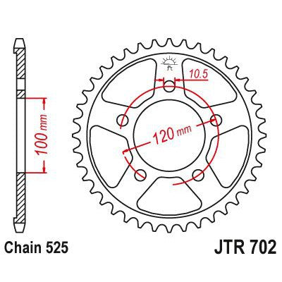 JT Sprockets Rear Steel Sprocket 46 Tooth 46T 525 Chain JTR702.46