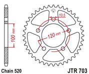 JT Sprockets Rear Steel Sprocket 47 Tooth 47T 520 Chain JTR703.47