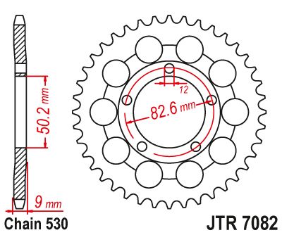 JT Sprockets Rear Steel Sprocket 48 Tooth 48T 530 Chain JTR7082.48