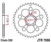 JT Sprockets Rear Steel Sprocket 48 Tooth 48T 530 Chain JTR7086.48Z