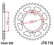 JT Sprockets Rear Steel Sprocket 46 Tooth 46T 530 Chain JTR718.46