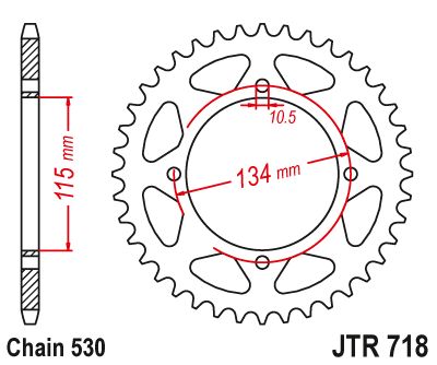 JT Sprockets Rear Steel Sprocket 48 Tooth 48T 530 Chain JTR718.48