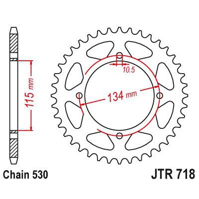 JT Sprockets Rear Steel Sprocket 48 Tooth 48T 530 Chain JTR718.48