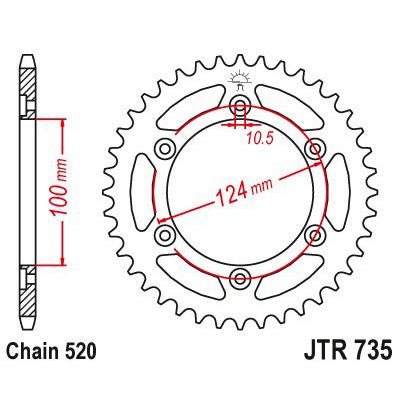 JT Sprockets Rear Steel Sprocket 45 Tooth 45T 520 Chain JTR735.45