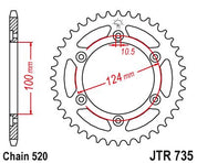 JT Sprockets Rear Steel Sprocket 41 Tooth 41T 520 Chain For Ducati Monster 750 ie Dark 2002 JTR735.41
