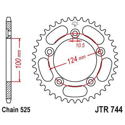 JT Sprockets Rear Steel Sprocket 39 Tooth 39T 525 Chain JTR744.39