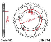 JT Sprockets Rear Steel Sprocket 39 Tooth 39T 525 Chain For Ducati 749 Dark Biposto 2004-2006 JTR744.39