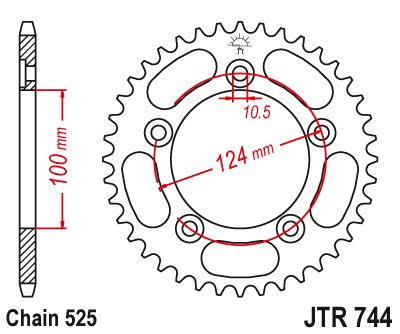 JT Sprockets Rear Steel Sprocket 39 Tooth 39T 525 Chain For Ducati 749 Dark Biposto 2004-2006 JTR744.39