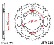 JT Sprockets Rear Steel Sprocket 37 Tooth 37T 525 Chain JTR745.37