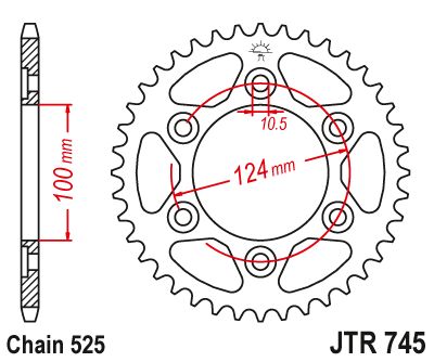 JT Sprockets Rear Steel Sprocket 37 Tooth 37T 525 Chain JTR745.37