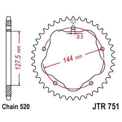JT Sprockets Rear Steel Sprocket 38 Tooth 38T 520 Chain JTR751.38