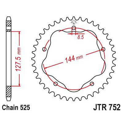 JT Sprockets Rear Steel Sprocket 39 Tooth 39T 525 Chain JTR752.39