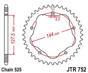 JT Sprockets Rear Steel Sprocket 39 Tooth 39T 525 Chain For Ducati Monster 1100 S 2009-2010 JTR752.39