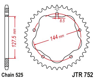 JT Sprockets Rear Steel Sprocket 39 Tooth 39T 525 Chain For Ducati Monster 1100 S 2009-2010 JTR752.39