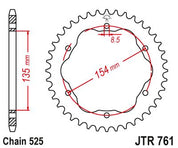 JT Sprockets Rear Steel Sprocket 38 Tooth 38T 525 Chain JTR761.38