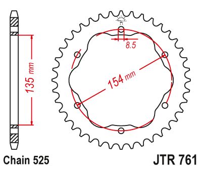 JT Sprockets Rear Steel Sprocket 38 Tooth 38T 525 Chain JTR761.38