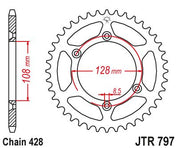 JT Sprockets Rear Steel Sprocket 57 Tooth 57T 428 Chain JTR797.57