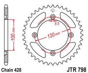 JT Sprockets Rear Steel Sprocket 52 Tooth 52T 428 Chain JTR798.52