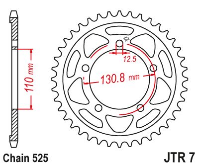 JT Sprockets Rear Steel Sprocket 44 Tooth 44T 525 Chain For BMW S1000RR 2009-2011 JTR7.44