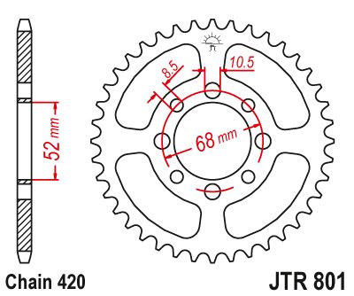 JT Sprockets Rear Steel Sprocket 35 Tooth 35T 420 Chain JTR801.35