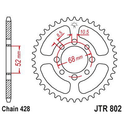 JT Sprockets Rear Steel Sprocket 48 Tooth 48T 428 Chain JTR802.48