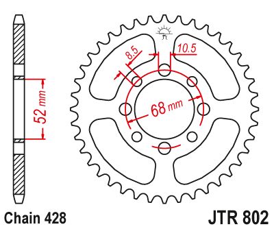 JT Sprockets Rear Steel Sprocket 34 Tooth 34T 428 Chain For Suzuki FL125 SDW-K7,K8,K9 Address 2007-2009 JTR802.34