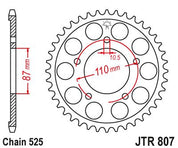 JT Sprockets Front Steel Sprocket 42 Tooth 42T 525 Chain JTR807.42