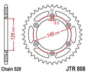 JT Sprockets Rear Steel Sprocket 53 Tooth 53T 520 Chain JTR808.53