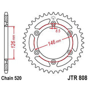 JT Sprockets Rear Steel Sprocket SC 49 Tooth 49T 520 Chain JTR808.49SC