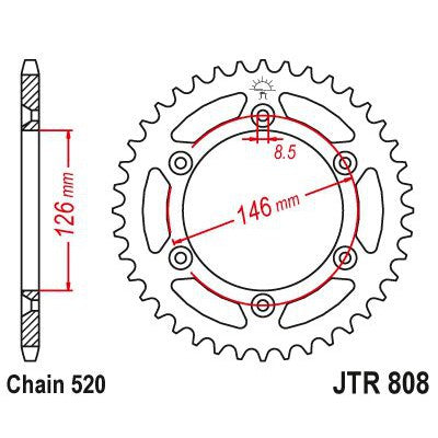 JT Sprockets Rear Steel Sprocket SC 49 Tooth 49T 520 Chain JTR808.49SC