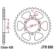 JT Sprockets Rear Steel Sprocket 53 Tooth 53T 428 Chain JTR809.53