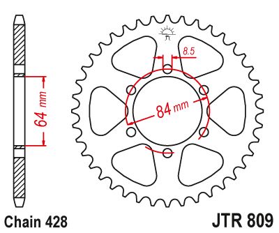 JT Sprockets Rear Steel Sprocket 50 Tooth 50T 428 Chain JTR809.50