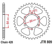 JT Sprockets Rear Steel Sprocket 53 Tooth 53T 428 Chain For Suzuki DR125 G,H,J 1986-1988 JTR809.53