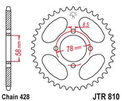 JT Sprockets Rear Steel Sprocket 41 Tooth 41T 428 Chain JTR810.41