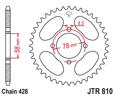 JT Sprockets Rear Steel Sprocket 41 Tooth 41T 428 Chain JTR810.41