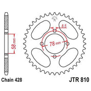 JT Sprockets Rear Steel Sprocket 42 Tooth 42T 428 Chain JTR810.42
