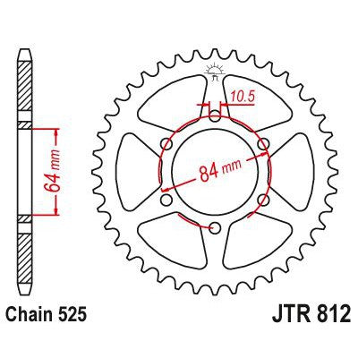 JT Sprockets Rear Steel Sprocket 41 Tooth 41T 525 Chain JTR812.41