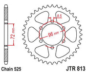 JT Sprockets Rear Steel Sprocket 39 Tooth 39T 525 Chain JTR813.39