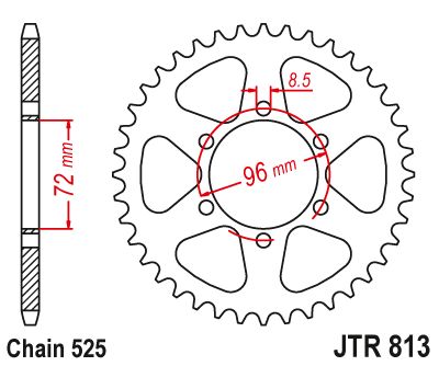 JT Sprockets Rear Steel Sprocket 39 Tooth 39T 525 Chain JTR813.39