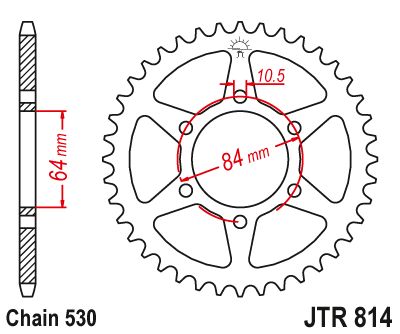 JT Sprockets Rear Steel Sprocket 40 Tooth 40T 530 Chain For Suzuki GT550 R,J,K,L,M,A,B 1971-1977 JTR814.40