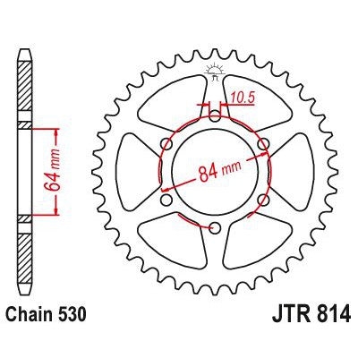 JT Sprockets Rear Steel Sprocket 45 Tooth 45T 530 Chain JTR814.45