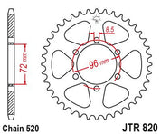 JT Sprockets Rear Steel Sprocket 42 Tooth 42T 520 Chain JTR820.42