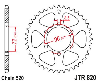 JT Sprockets Rear Steel Sprocket 42 Tooth 42T 520 Chain JTR820.42