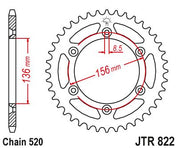 JT Sprockets Rear Steel Sprocket 52 Tooth 52T 520 Chain For Husqvarna TC570 2001-2003 JTR822.52