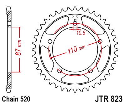 JT Sprockets Rear Steel Sprocket 46 Tooth 46T 520 Chain JTR823.46