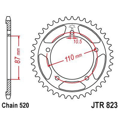 JT Sprockets Rear Steel Sprocket 41 Tooth 41T 520 Chain JTR823.41