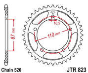 JT Sprockets Rear Steel Sprocket 46 Tooth 46T 520 Chain For Suzuki GSR250 2012-2017 JTR823.46