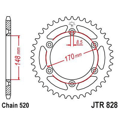 JT Sprockets Rear Steel Sprocket 42 Tooth 42T 520 Chain JTR828.42