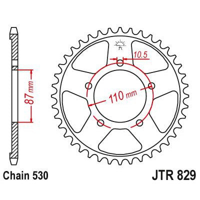 JT Sprockets Rear Steel Sprocket 42 Tooth 42T 530 Chain JTR829.42